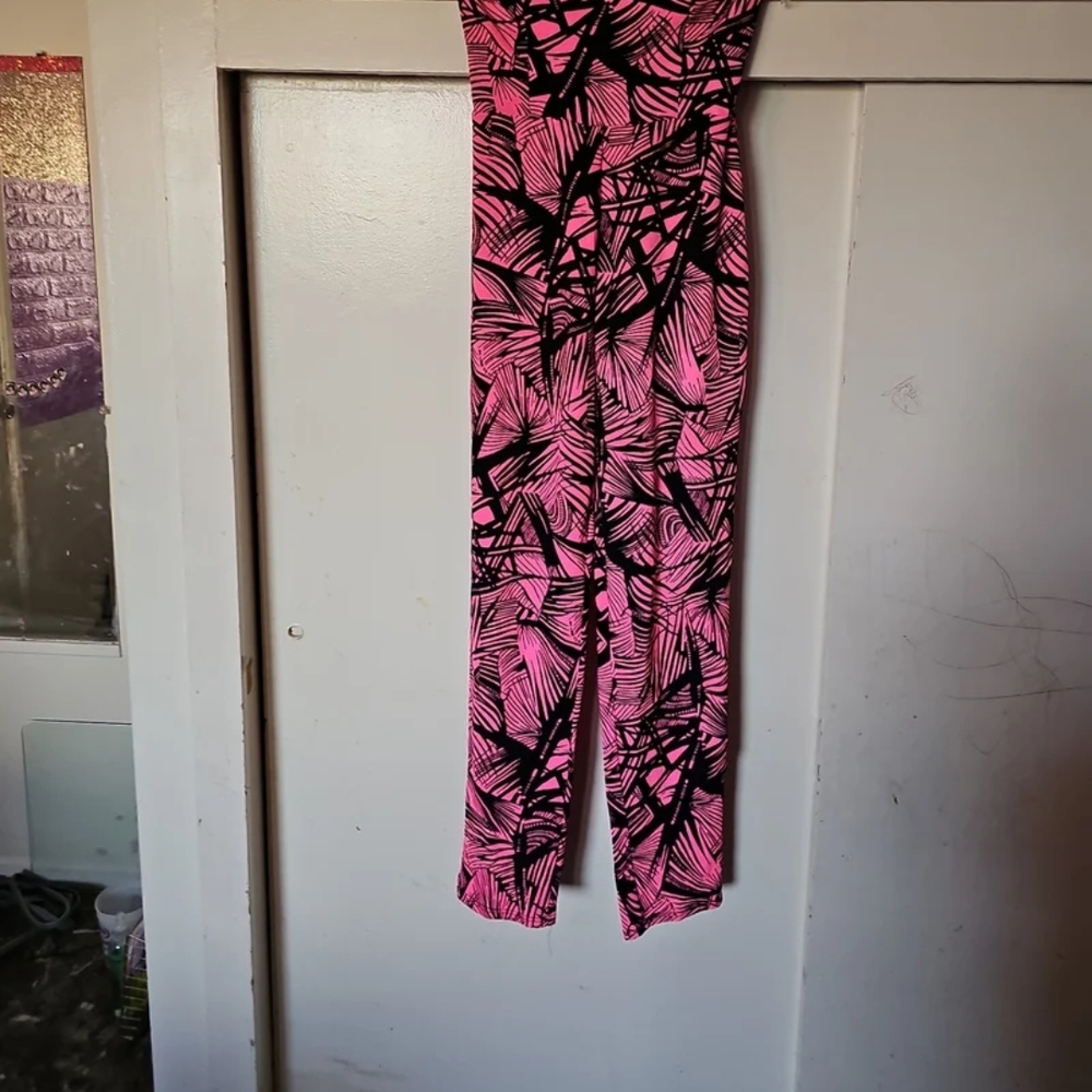 Tropical Pink and Black Women's Jumpsuit